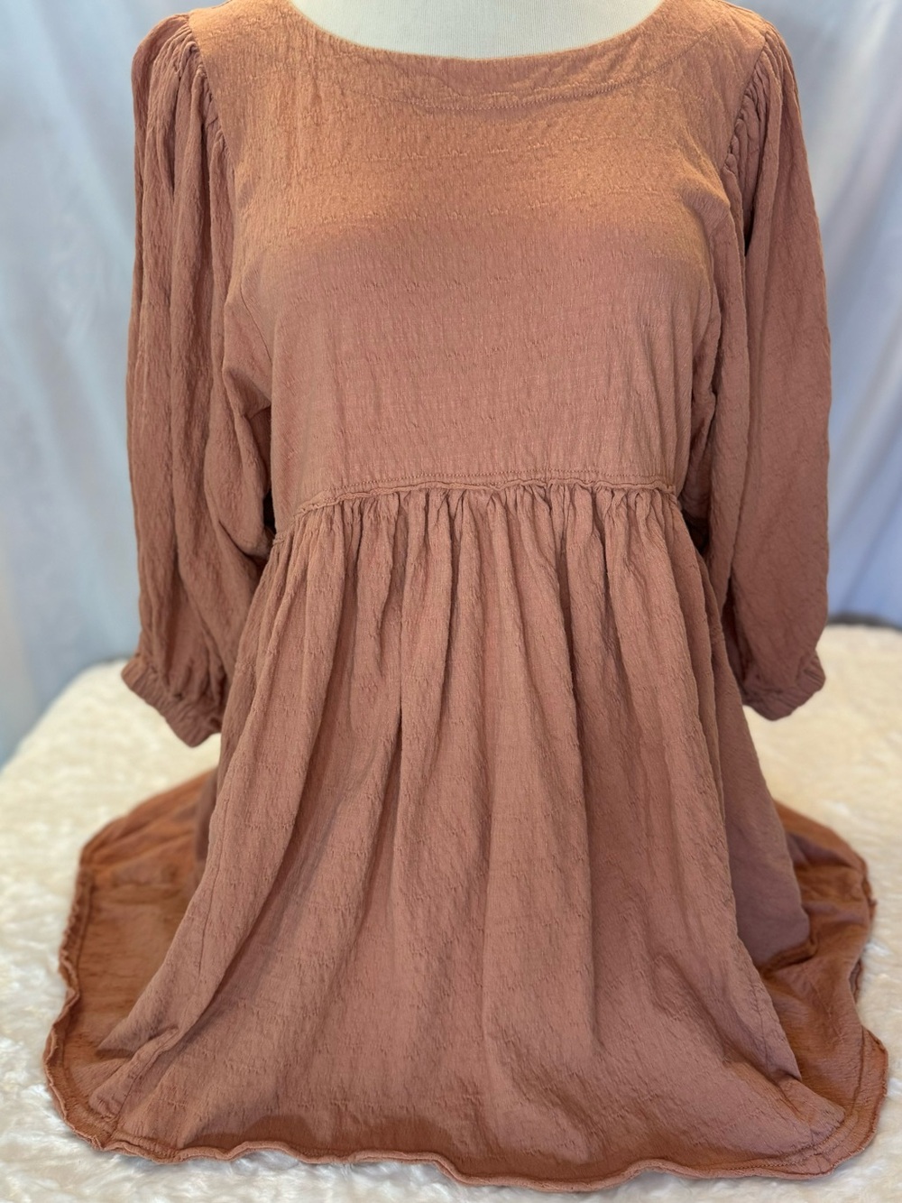 Free People Get Obsessed, 97% Cotton Babydoll Dress in Clay in Size Medium D13 - Picture 7 of 16